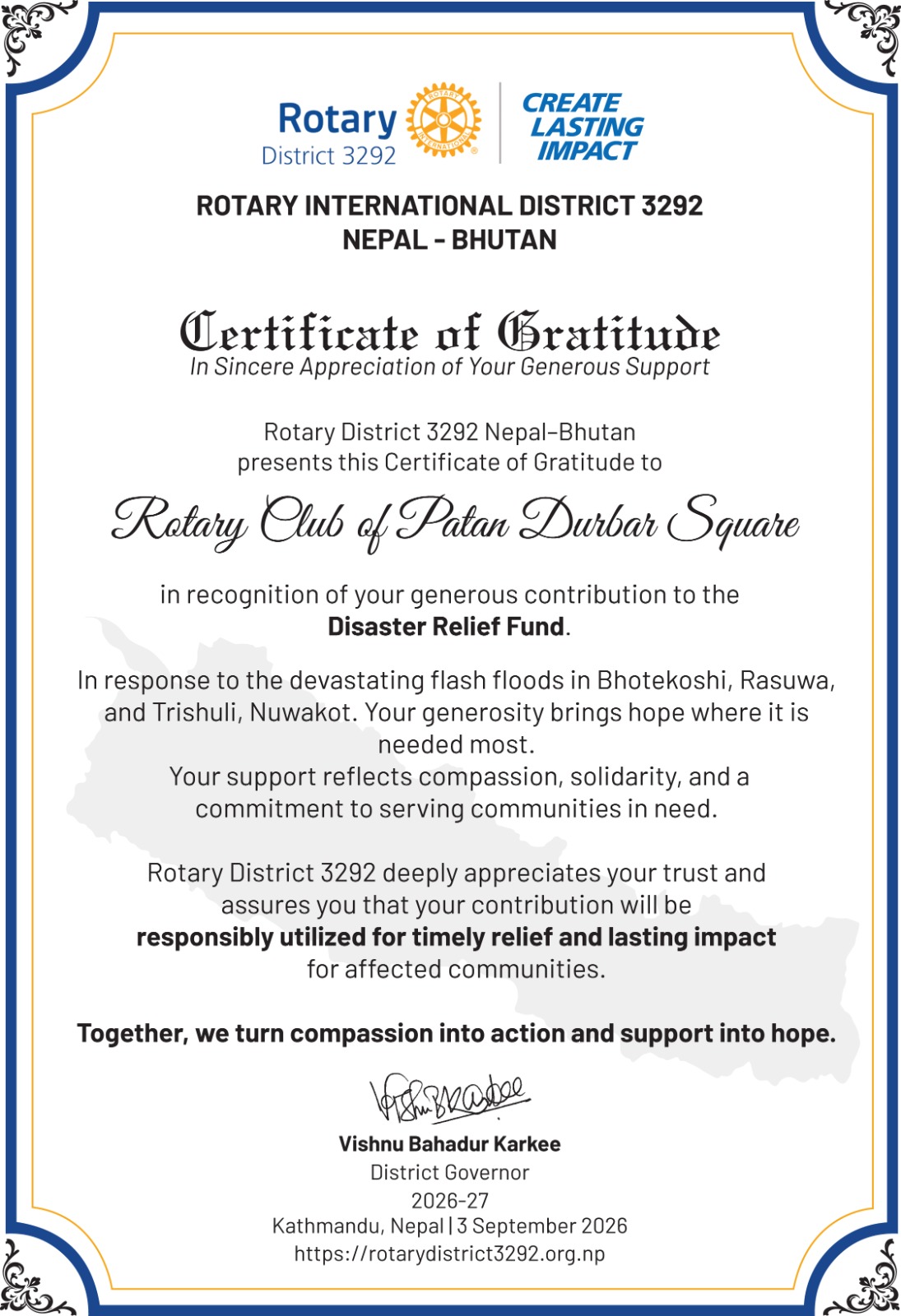 Supporting for Bhotekoshi Flood Victims